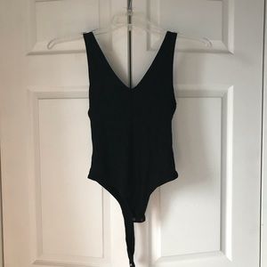 Black Ribbed Bodysuit